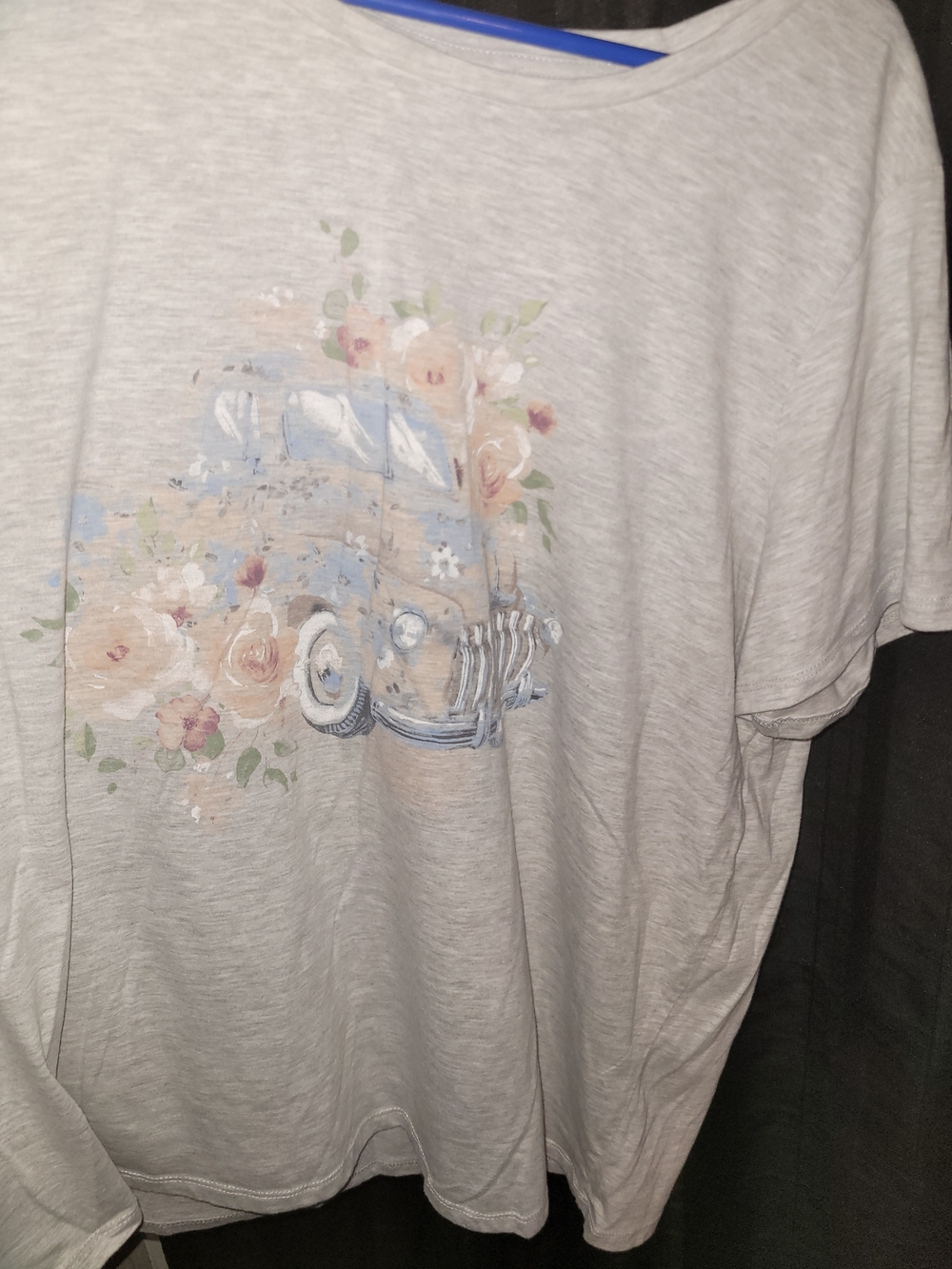 Fleurish Heather Gray Floral Graphic Tee with Pastel Accents